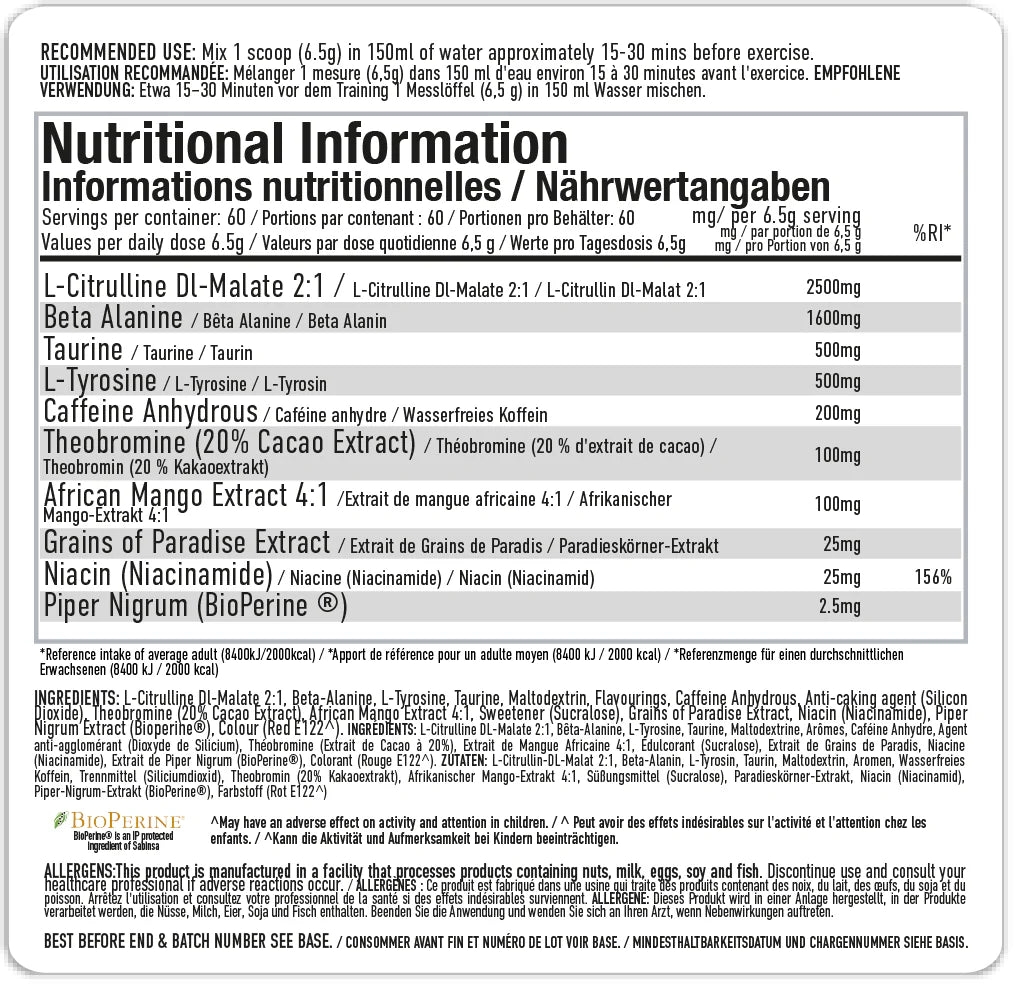 Per4m Energy Pre Workout 390g Raspberry Cherry