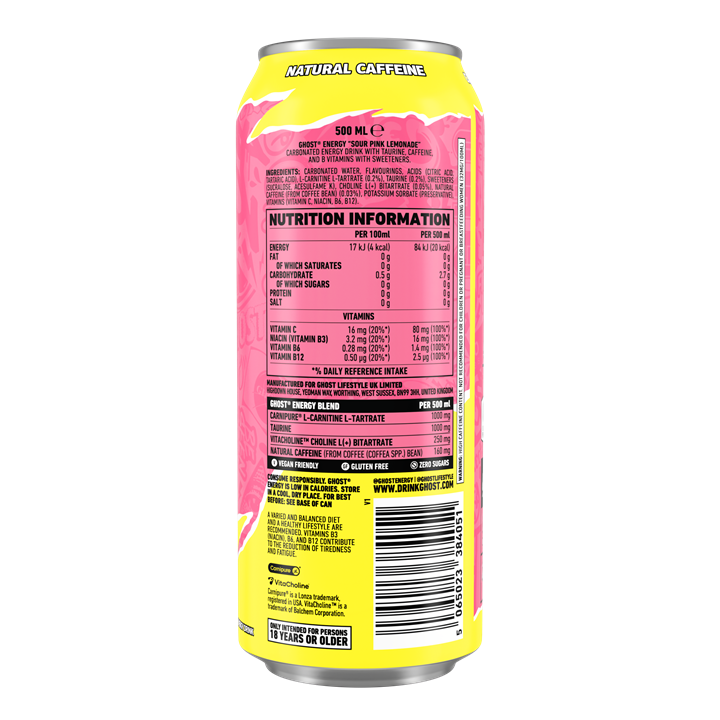 Ghost Energy nutrition detail