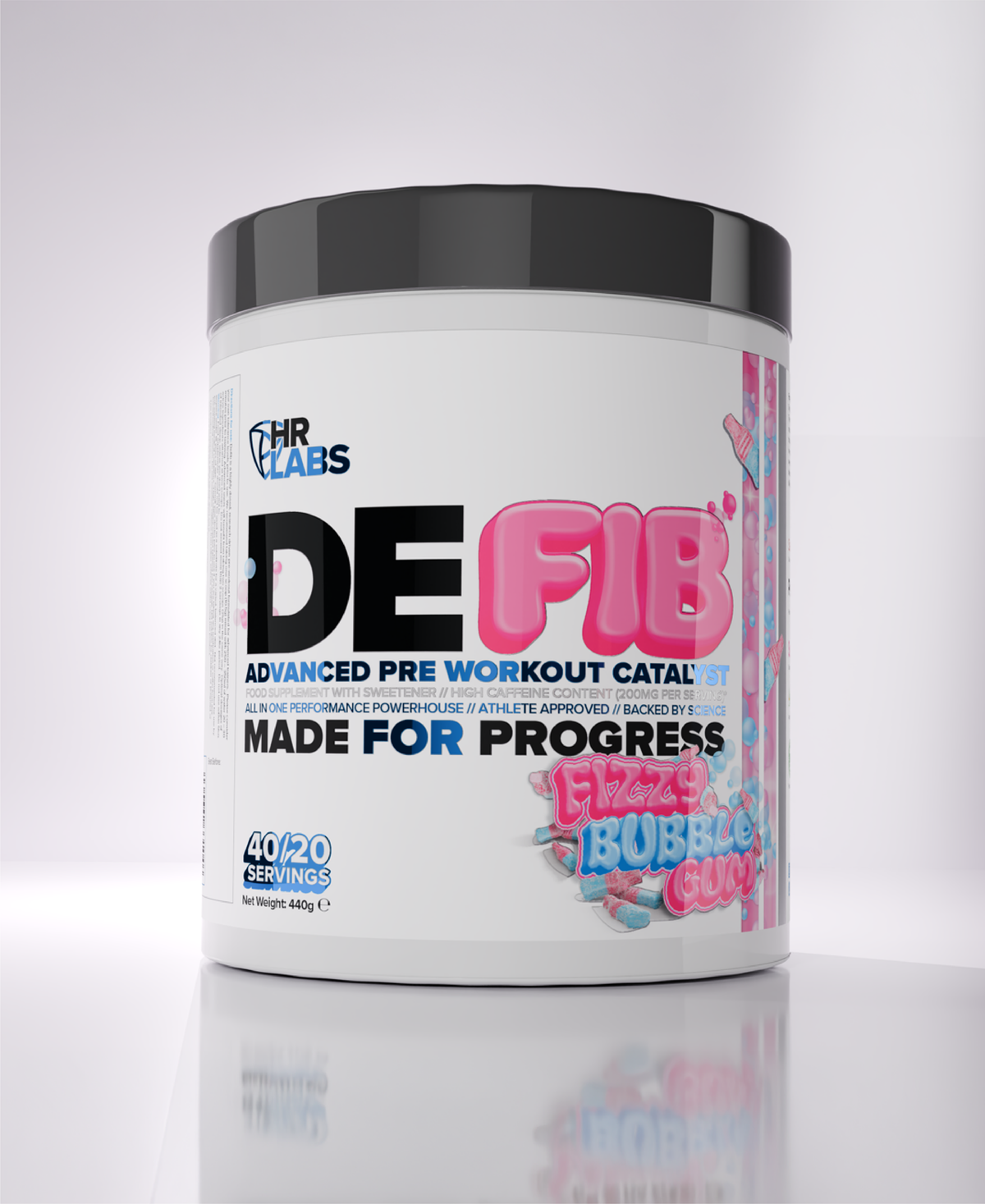 HR Labs Defib 440g Fizzy Bubblegum Bottles pre-workout