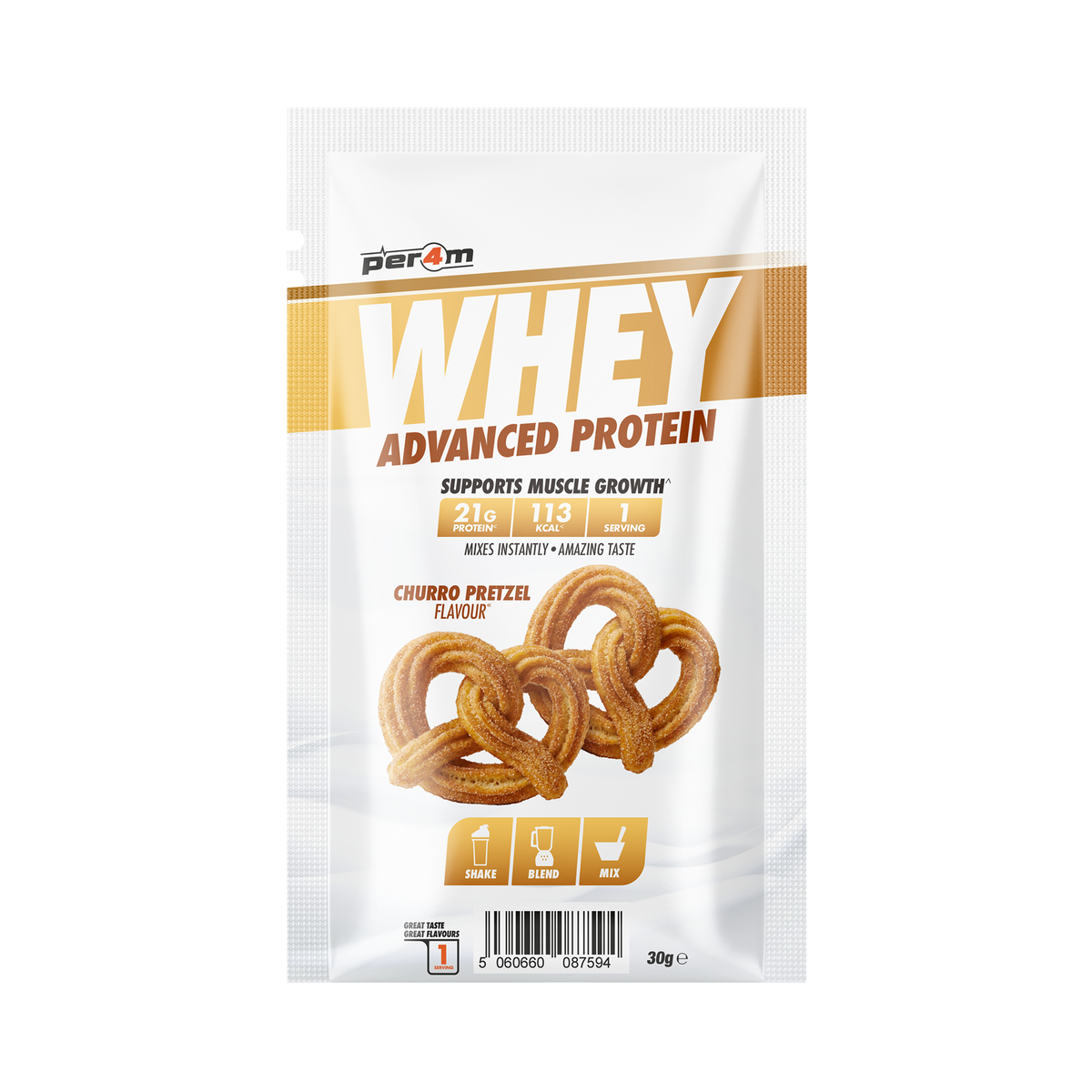 Per4m Advanced Whey sachet Churro Pretzel