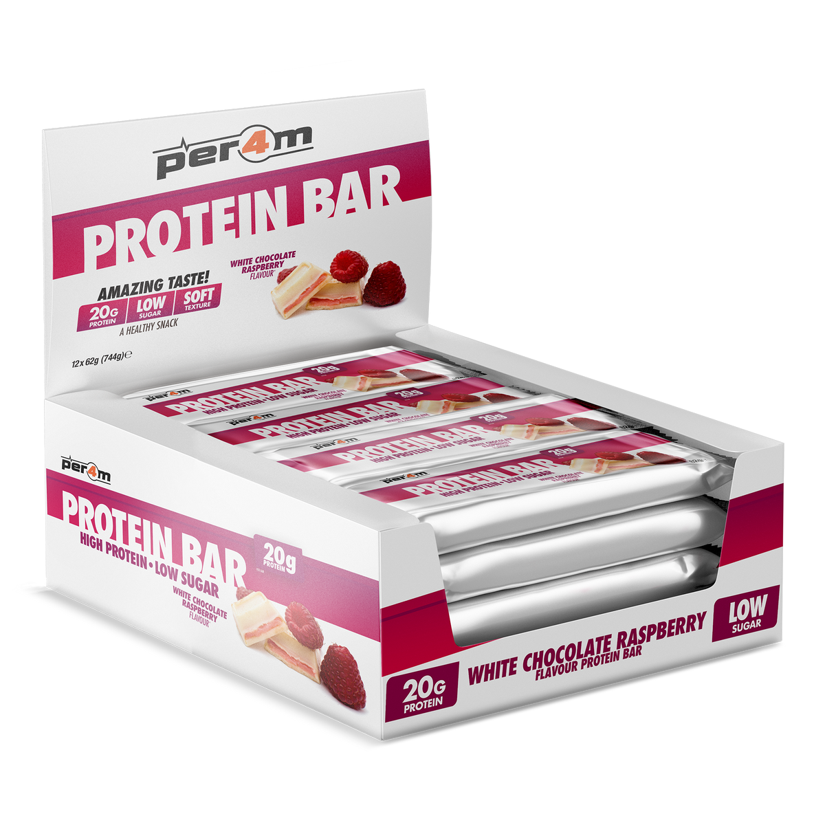 Per4m Protein Bar 12x62g - White Chocolate Raspberry