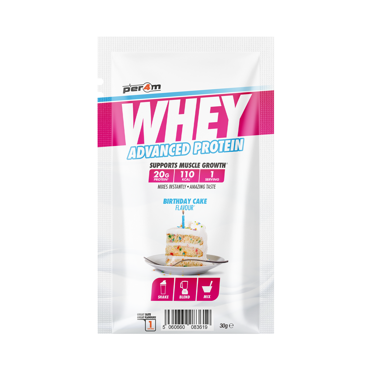 Per4m Advanced Whey sachet Birthday Cake