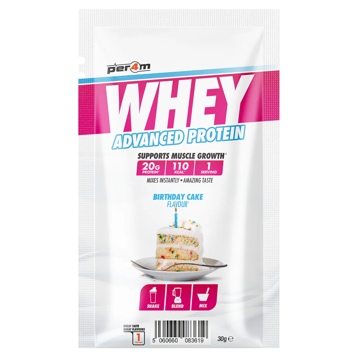 Per4m Advanced Whey Protein Sachet 30g Birthday Cake