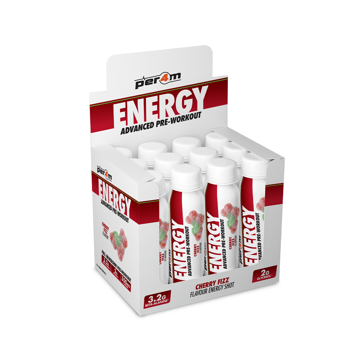 Per4m Energy Pre Workout Shot 12x100ml - Cherry Fizz