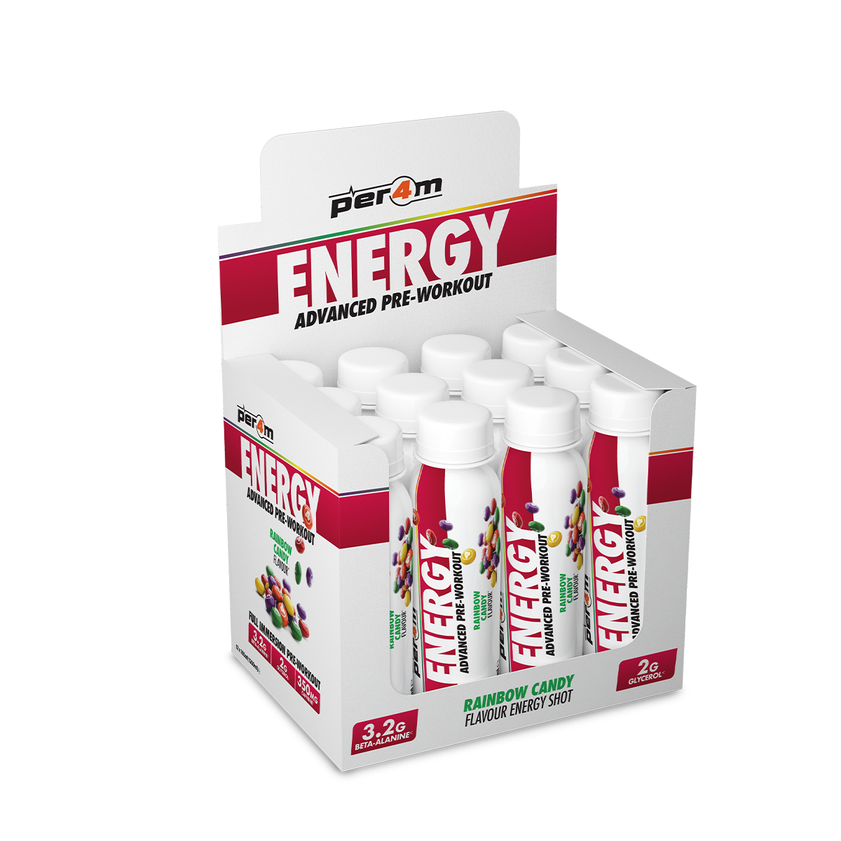 Per4m Energy Pre Workout Shot 12x100ml - Rainbow Candy