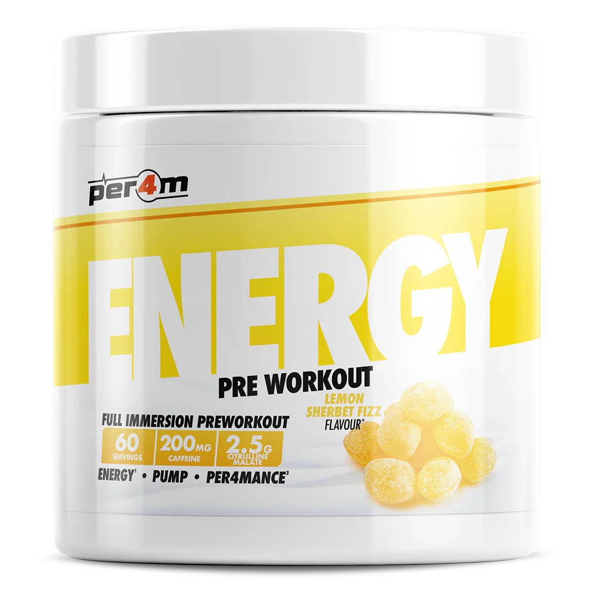 Per4m Energy Pre Workout 390g Lemon Sherbet Fizz