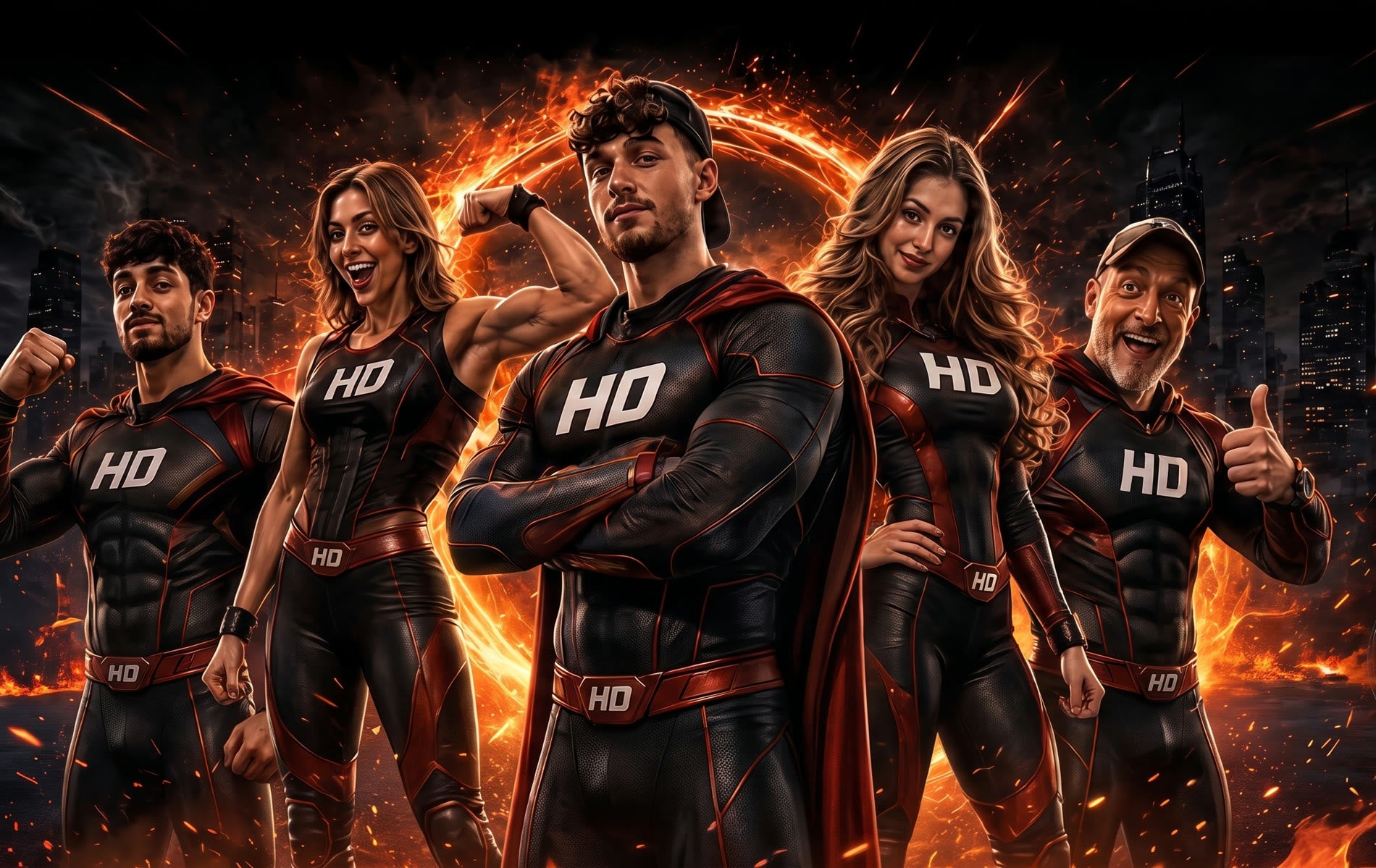 The Hi Definition team as superheroes